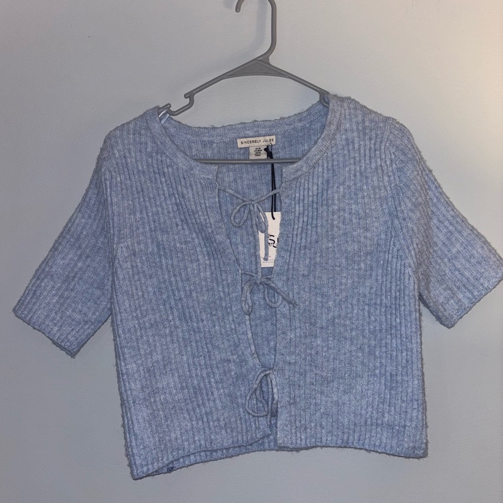 🦋NWT Sincerely Jules Light Blue Tie up Short Sleeve Top